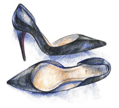 Siyah yüksek topuklu ayakkabılar..