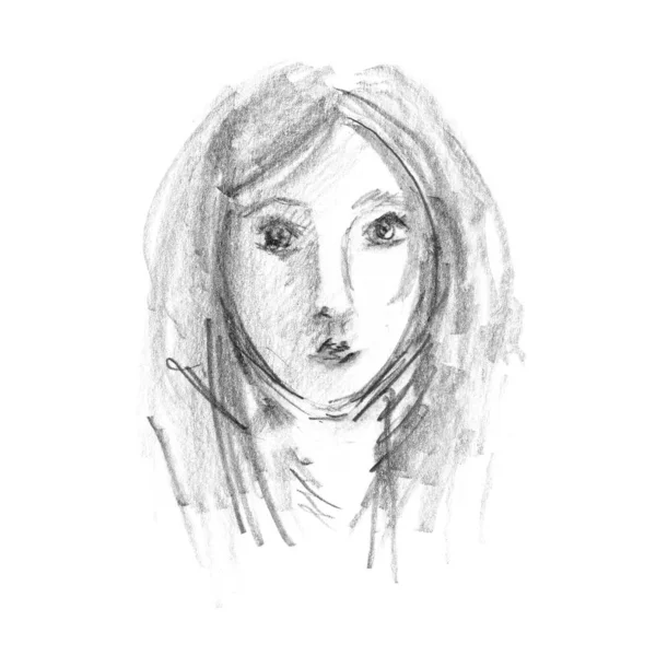 Sketch. Portrait of a young girl. The picture drawn with charcoa — ストック写真