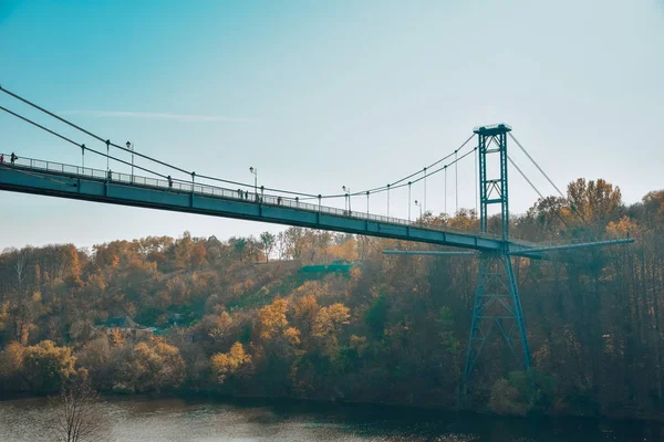 Pont Dans Parc Nature Ciel Rivière — Photo