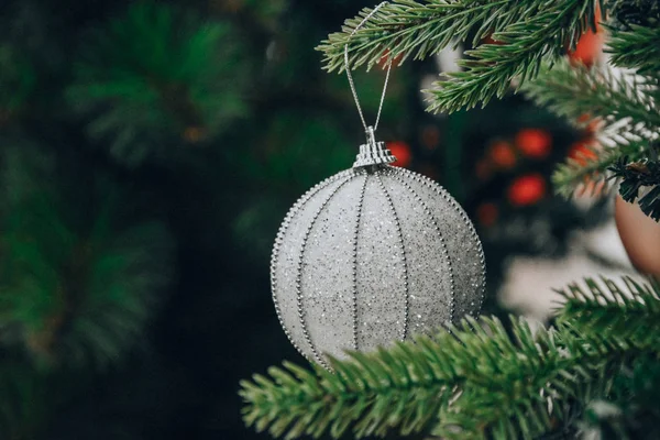 Decoração Bola Árvore Natal Ramo — Fotografia de Stock
