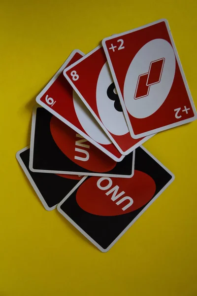 England London December 2019 Deck Uno Game Cards Scattered All — Stock Photo, Image