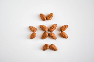 Badem fıstığı çiçek şeklinde düz, fotokopi alanı, sağlıklı yiyecekler.