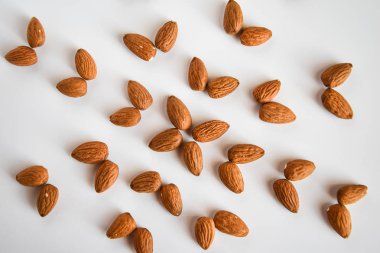 Badem fıstığı çiçek şeklinde düz, fotokopi alanı, sağlıklı yiyecekler.