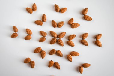 Badem fıstığı çiçek şeklinde düz, fotokopi alanı, sağlıklı yiyecekler.