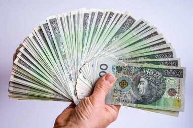 Polonya parası, Polonya parası, beyaz arka planda el cila parası.