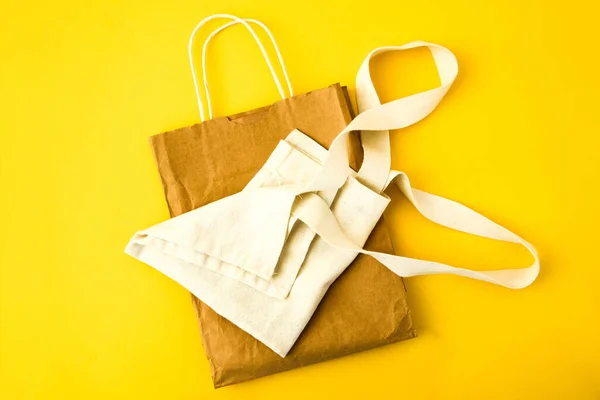 Tissu Lin Naturel Réutilisable Sacs Papier Artisanal Pour Faire Shopping — Photo