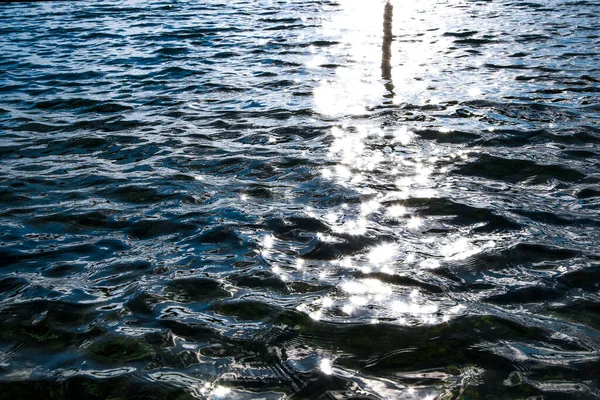 Superficie Azul Del Mar Para Fondo Enfoque Selectivo Luz Solar —  Fotos de Stock