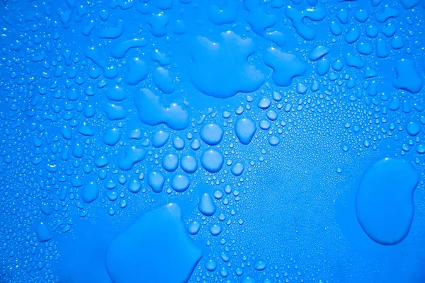 Voda Kapky Pozadí Modrá Voda Kapky Sklo Abstraktní Kapka Vody — Stock fotografie