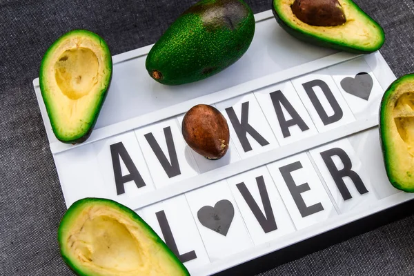 Avocado Lover Written Decorative Panel Avocados Healthy Eating Dieting Concept — Stock Photo, Image