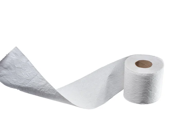 Tuvalet kağıdı rulosu beyaz arka planda kağıt üzerinde dalgalar şeklinde