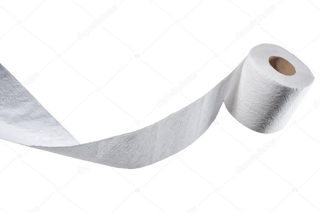 Roll of toilet paper in the form of waves on paper on a white background