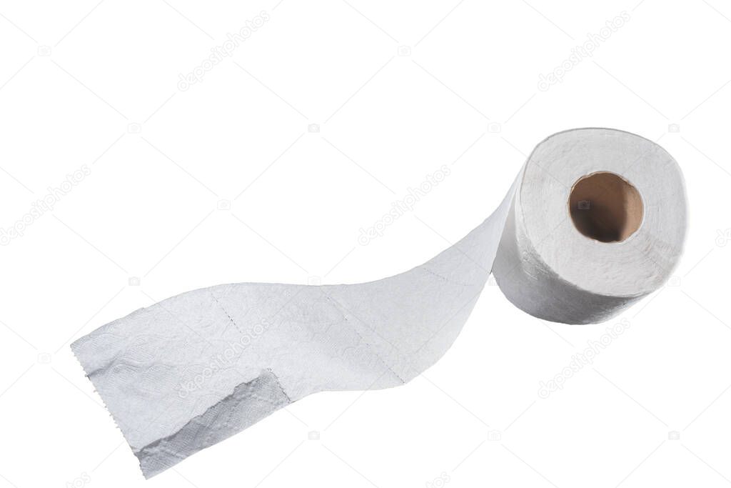 Roll of toilet paper in the form of waves on paper on a white background