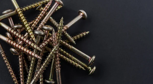 Screws Arranged Black Surface — Stock Photo, Image