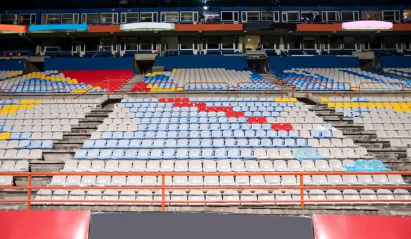 Stadyum Tribünleri Oturaklı Koltuklar Covid Beklenmedik Durumu Için — Stok fotoğraf