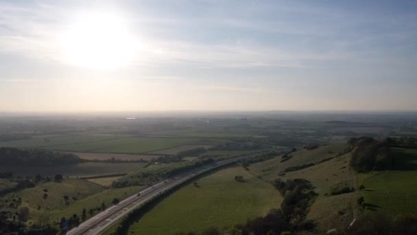 Drone Vliegen Oxfordshire M40 Snelweg — Stockvideo