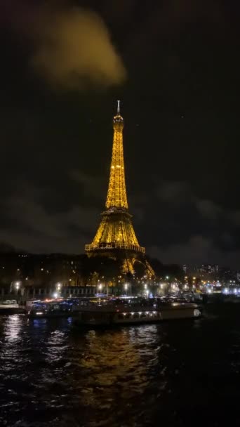 Eiffelturm Bei Nacht Paris Frankreich — Stockvideo