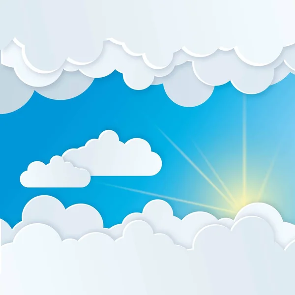 Ciel avec des nuages et l'éblouissement du soleil — Image vectorielle