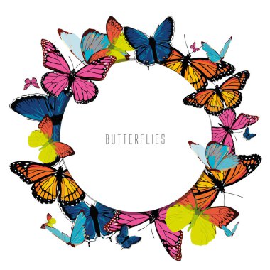 parlak renkli kelebekler ile yazdırma