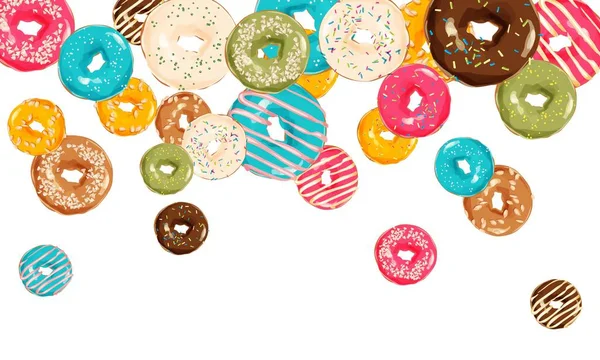 Hintergrund Mit Bunten Donuts Mit Glasur — Stockvektor