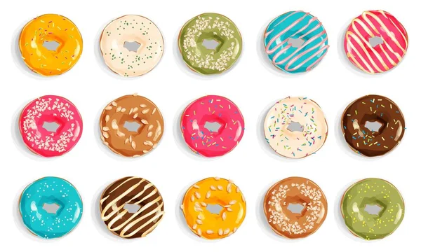 Hintergrund Mit Bunten Donuts Mit Glasur — Stockvektor