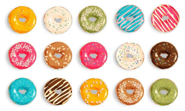 background with colorful donuts with glaze