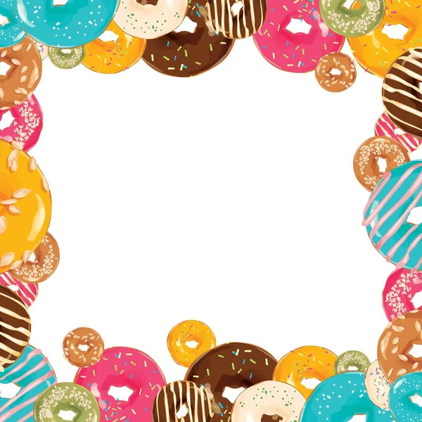 Hintergrund Mit Bunten Donuts Mit Glasur — Stockvektor