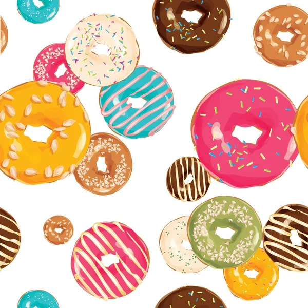 Hintergrund Mit Bunten Donuts Mit Glasur — Stockvektor