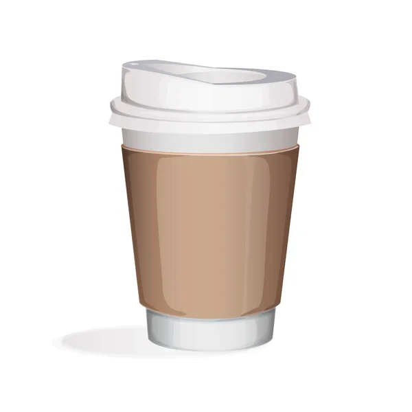 Taza Café Para Llevar Con Cubierta Blanca — Vector de stock