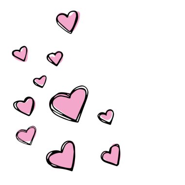 Beyaz üzerine kırmızı kalem atan kalpler.