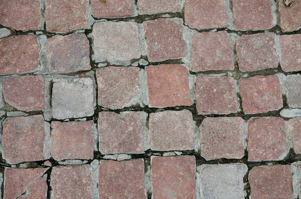 Stone texture way. red brick floor pattern background.