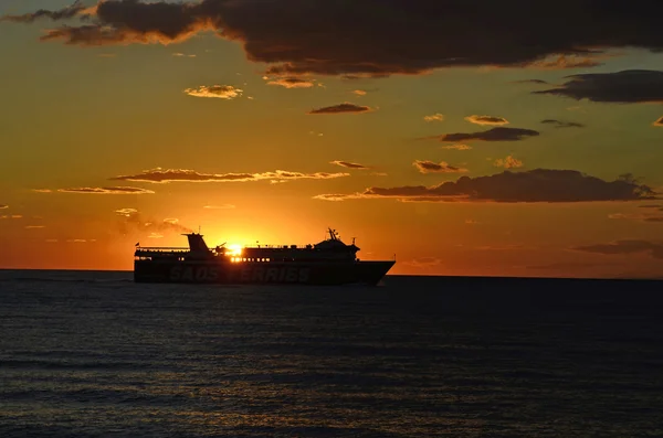 希腊, 日落和船只 — 图库照片