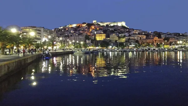 Yunanistan, Kavala gece — Stok fotoğraf
