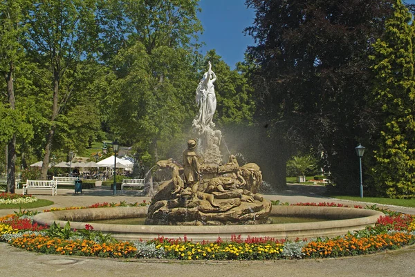 Baden Rakousko Července 2009 Fontána Undine Parku Město Známé Lázněmi — Stock fotografie