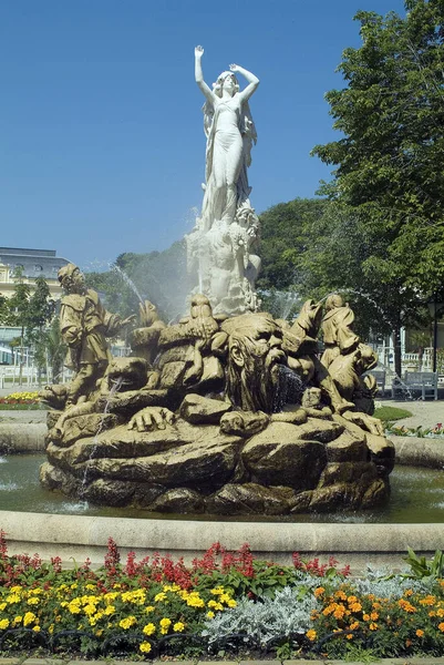 Baden Austria July 2009 Undine Fountain Kurpark City Well Known — Stock Photo, Image