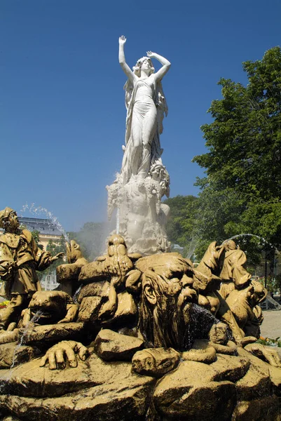 Baden Rakousko Července 2009 Undine Fountain Veřejném Parku Město Dobře — Stock fotografie