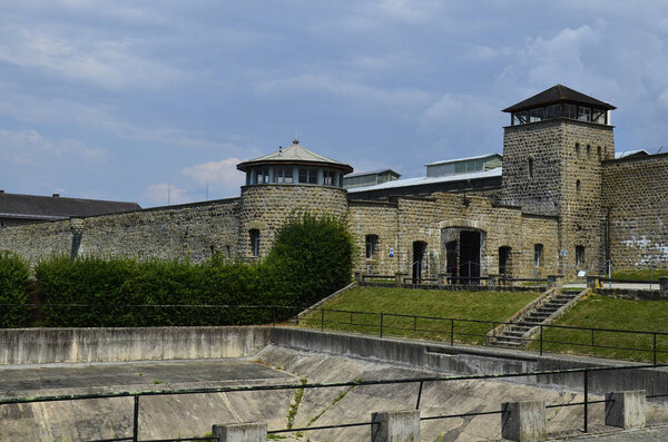 Mauthausen, Austria - July 18, 2018: concentration camp Mauthausen, Holocaust memorial from WWII in Upper AUstria