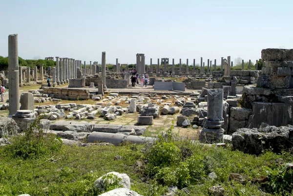 Turchia Persone Non Identificate Nell Antica Città Perge Capitale Della — Foto Stock