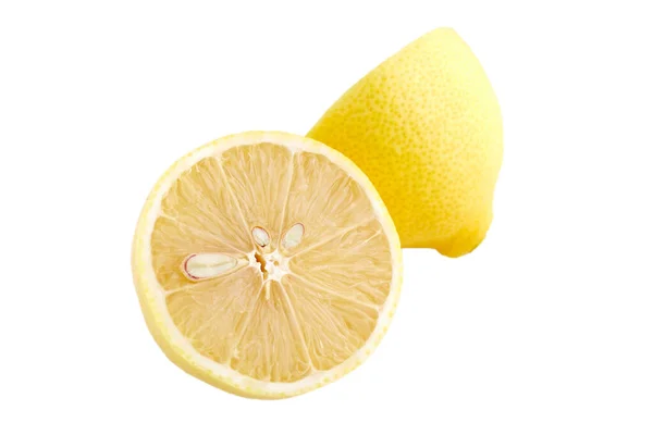 Yellow ripe lemon over the white background — Stock Photo, Image