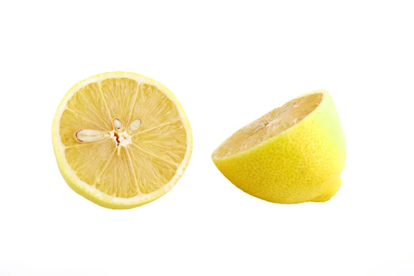 Yellow ripe lemon over the white background — Stock Photo, Image