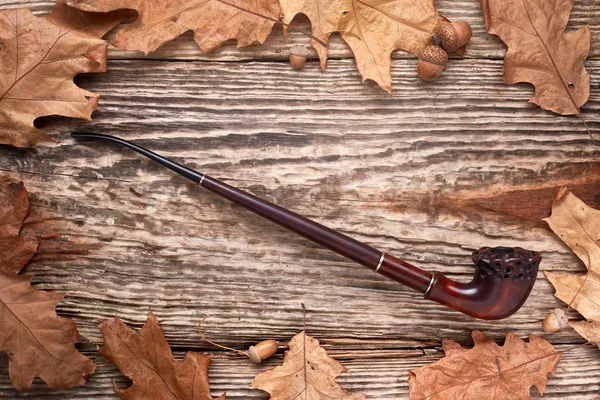 Tabac pipe sur vieux fond en bois d'automne . — Photo