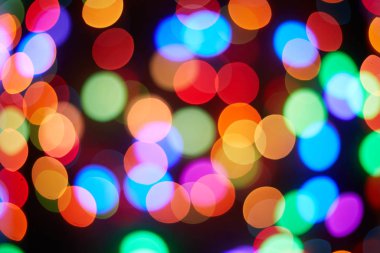 Kırmızı ve turuncu, yeşil, mavi tatil bokeh. Soyut arkaplan