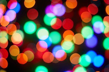 Kırmızı ve turuncu, yeşil, mavi tatil bokeh. Soyut arkaplan