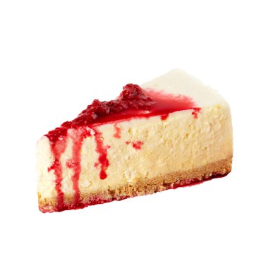 Lemon cheesecake with sauce isolated on a white background