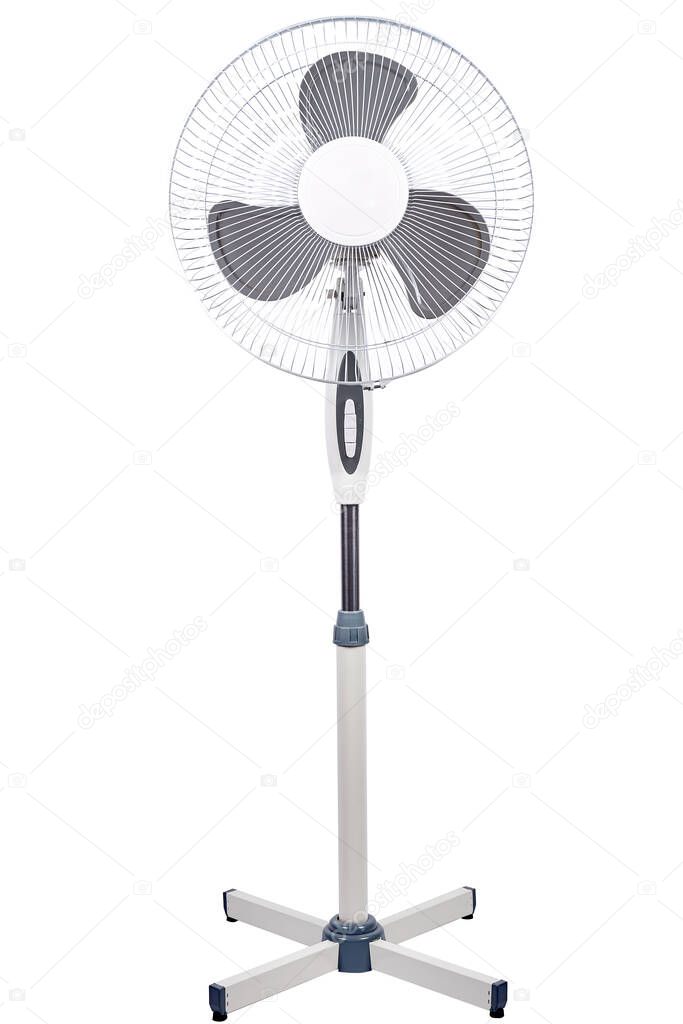 A tall electric fan isolated on white background.