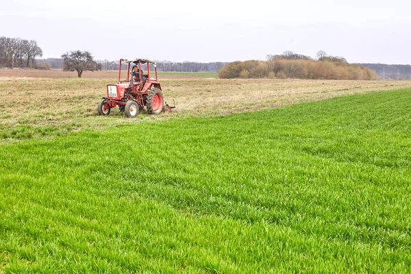 Traktor Sprøjtning Pesticider Sojabønne - Stock-foto