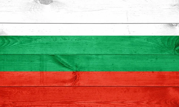 Bulgarische Flagge Auf Holz Textur Hintergrund — Stockfoto