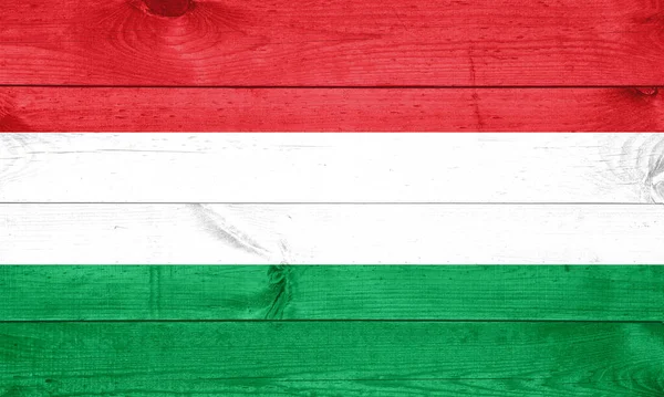 Die Ungarische Flagge Auf Holzzaun Gemalt — Stockfoto