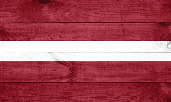 Bandera Letonia Sobre Fondo Madera Superficie Pared Madera Tablones Bandera —  Fotos de Stock