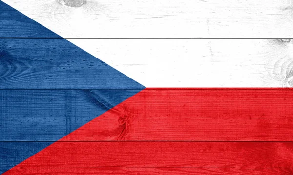 ウッド テクスチャにチェコ共和国の旗 — ストック写真