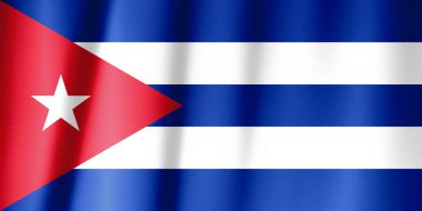 Küba bayrağı sallanıyor ipek kumaşta